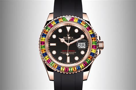 rolex yacht master 40 with multi color gem set bezel|rolex yacht master 40 pink gold.